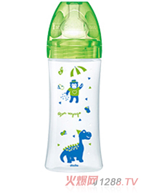 Dodie自然質感寬口徑PP奶瓶 330ml 綠色